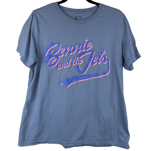 Tops - Elton John Final Tour Concert 100% Cotton Blue Bennie And The Jets T-Shirt - L